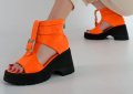 Летни боти- оранжеви с черно ходило - LB50, снимка 4
