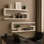Рафт за стена, 2 броя в комплект, бели, 60х15x20 см, снимка 1