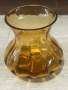 Старинна кристална ваза цвят кехлибар , снимка 1