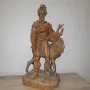 Стара красива дървена фигура ръчна изработка-елен и ловец, снимка 4