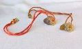 Коприна, злато и естествен кристал, снимка 1 - Колиета, медальони, синджири - 40150943