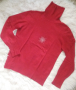 УНИКАЛНО червено поло от фино и меко плетиво, украсено със сребристи камъчета, снимка 1 - Блузи с дълъг ръкав и пуловери - 44794289