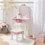 Детска тоалетка с огледало, чекмедже и табуретка, снимка 3