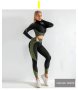 Дамски фитнес комплект от 2  части, черно/зелено безшевен , снимка 1