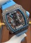 Мъжки луксозен часовник Richard Mille RM 53-01 Blue Rubber Strap Super High Quality , снимка 11