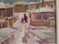 Никола Даскалов 1941 - 2010 Зимно утро пейзаж картина с маслени бои , снимка 5