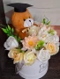 ⚘️Букет със сапунени цветя от пластичен сапун и плюшено мече за бъдеща абитуриентка, снимка 5