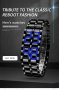 Моден черен изцяло метален дигитален лава ръчен часовник Мъжки син LED дисплей 