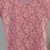 Блуза с дантела цвят пепел от рози , снимка 1 - Тениски - 41666953