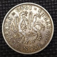 Сребърна монета 9 Пиастера 1940 г. Кипър, снимка 2 - Нумизматика и бонистика - 35912728