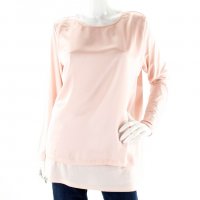 Нежна розова блуза с етикет, с два пласта, снимка 1 - Блузи с дълъг ръкав и пуловери - 35974843