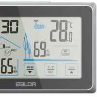 BALDR безжичен вътрешен/външен термометър и хигрометър, сензорен екран с монитор за температура/влаж, снимка 1 - Друга електроника - 36128150