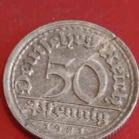 Две монети 50 пфенинг 1921г. Германия / 2 1/2 гулдена 1980г. Недерландия за КОЛЕКЦИОНЕРИ 34815, снимка 2 - Нумизматика и бонистика - 44351146