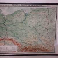 Стара платнена карта Полска народна република, снимка 1 - Антикварни и старинни предмети - 36216261