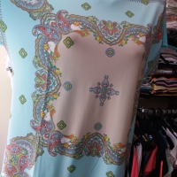 Блуза в цвят резеда с пейсли принт, снимка 2 - Тениски - 36085051