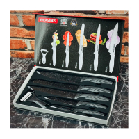 Комплект стоманени ножове, 6 части, незалепващо покритие, снимка 9 - Прибори за хранене, готвене и сервиране - 44840536