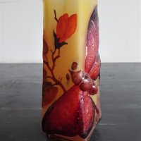 Красива ваза НАНСИ DAUM NANCY сецесион с пеперуда реплика, снимка 10 - Вази - 40890601