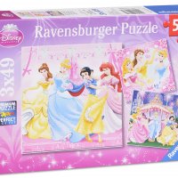 Пъзел Ravensburger от 3 x 49 части - Дисни Принцеси 09277, снимка 1 - Игри и пъзели - 34748819