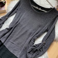Сребриста блуза, снимка 2 - Блузи с дълъг ръкав и пуловери - 34172756