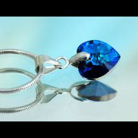 Колие със Сваровски кристали *BERMUDA BLUE*,10мм, снимка 2 - Колиета, медальони, синджири - 36010297