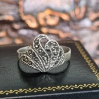 Сребърен пръстен с маркизити , снимка 1 - Пръстени - 41606252