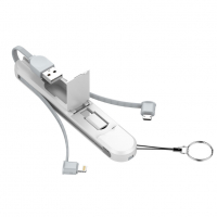 Кабел за данни LDNIO LC130, 3 в 1, Type-C, Micro USB, Lightning, , 0.43m, Бял, снимка 1 - USB кабели - 36287350
