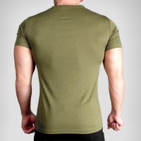 Мъжки спортни тениски за фитнес и тичане от лека материя - армейско зелено, снимка 2 - Тениски - 41125378