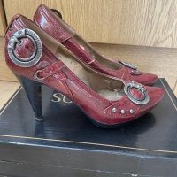 Обувки на ток цвят бордо, 37 номер, снимка 3 - Дамски обувки на ток - 35990999