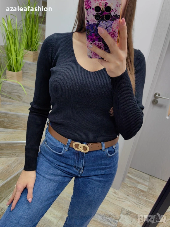 Черен дамски пуловер, снимка 1