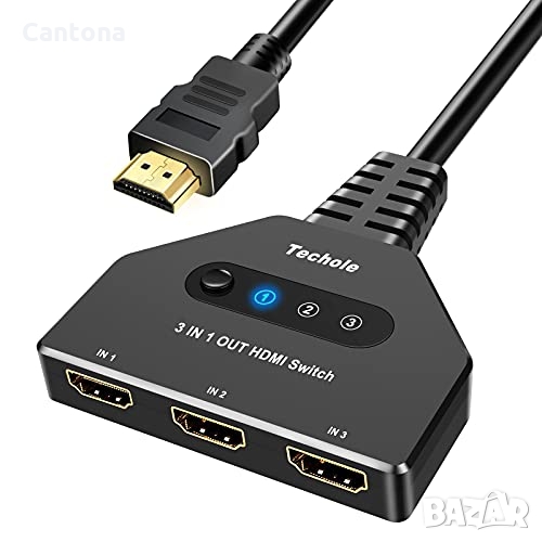 Techole 3-портов 4К HDMI сплитер, 3xHDMI(f)- HDMI(m), 3 входа-1изход, , снимка 1