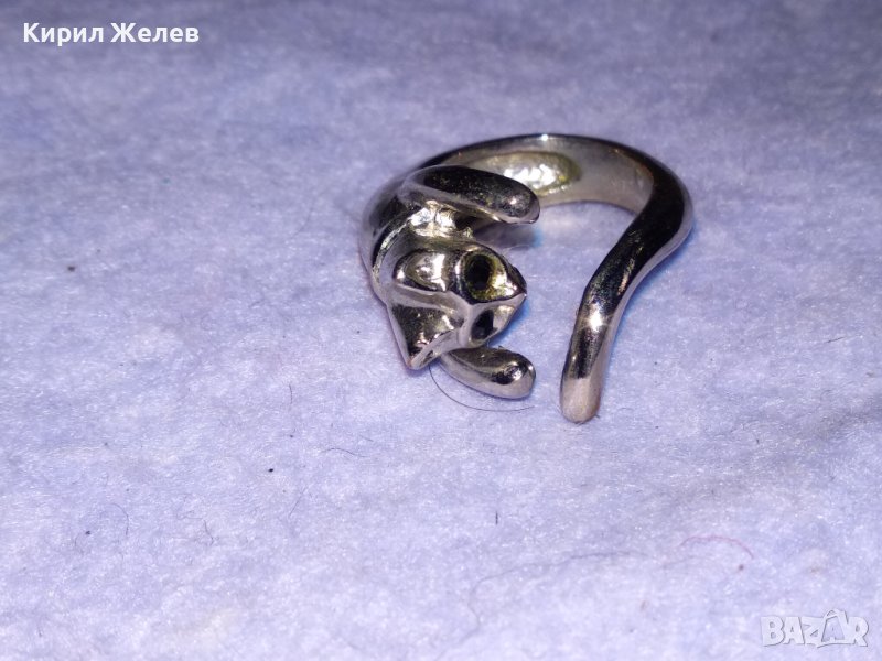 СТАР МЕДЕН НИКЕЛИРАН ФИГУРАЛЕН ВИНТИДЖ АРТ ПРЪСТЕН КОТЕ 38736, снимка 1