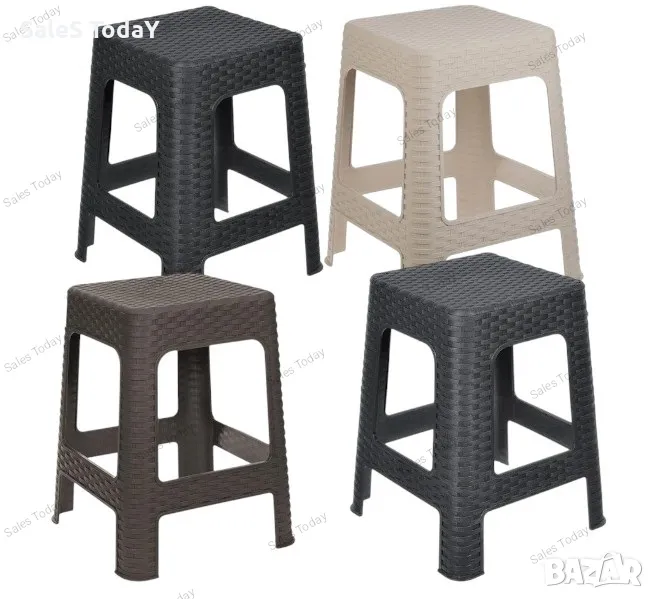 Табуретка, Пластмасова, 36.5x36.5x46см, 4 цвята, снимка 1