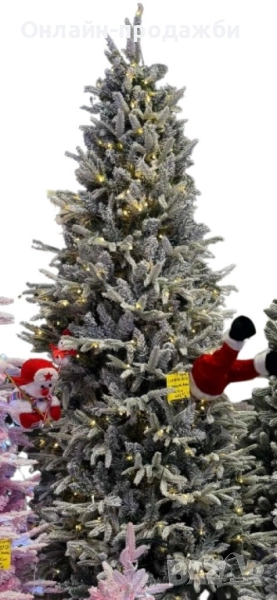 Коледна елха с бели връхчета и вградени лампи, снимка 1