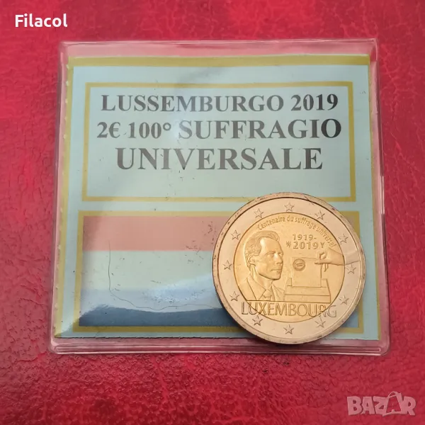 Люксембург 2 евро 2019 г. 100 г. Всеобщо избирателно право, снимка 1