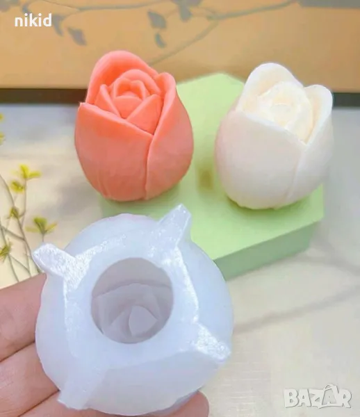 3d малко голямо Лале силиконов молд форма декорация украса фондан шоколад гипс свещ смола, снимка 1