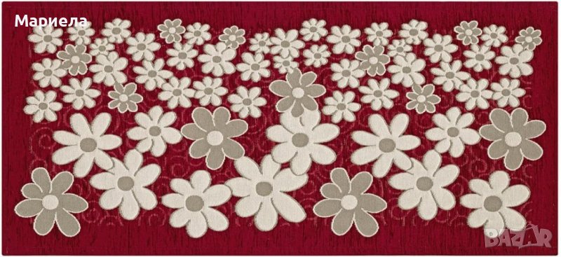 Италиански Кухненски килим 55 x 80cм,  Миещ се Червен на цветя, снимка 1