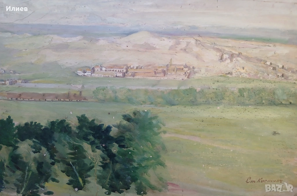 Стара картина Стайко Костов ,ДВУСТРАННА , снимка 1