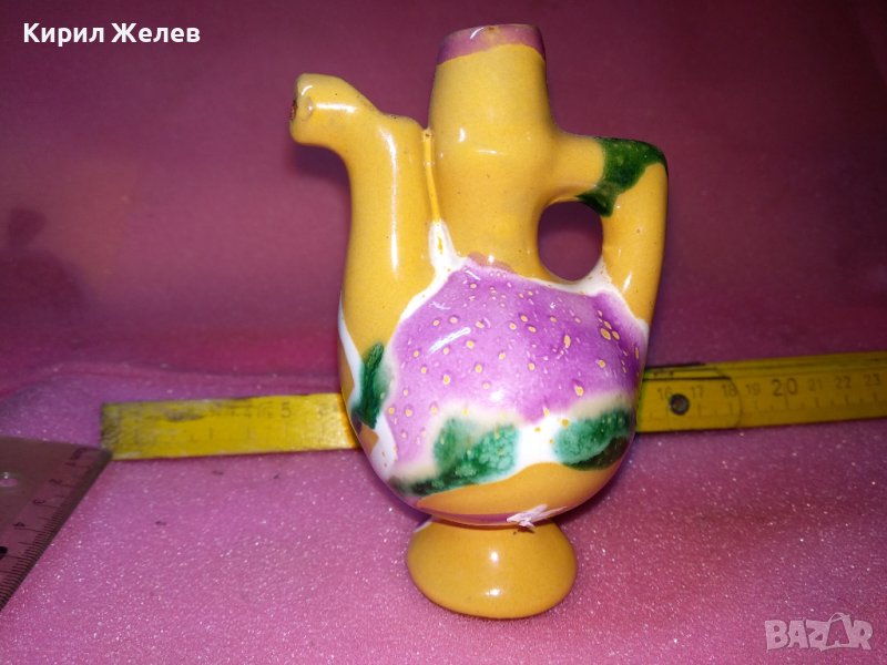 КЕРАМИЧНО БЪРДУЧЕ СВИРКА РЪЧНА МАЙСТОРСКА ИЗРАБОТКА ТРАДИЦИОНЕН ЕТНО СУВЕНИР ГЛЕДЖОСАНА ГЛИНА 42933, снимка 1