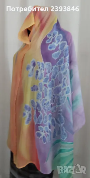 Ръчно рисуван копринен шал , снимка 1