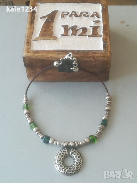 Колие. Ръчна изработка. Кутия за бижута. 1 PARA mi. Посребрено, снимка 1