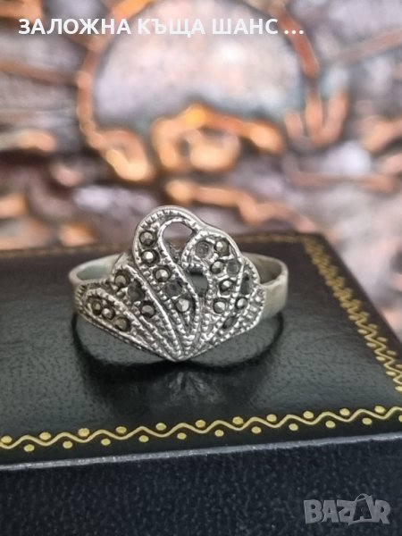 Сребърен пръстен с маркизити , снимка 1