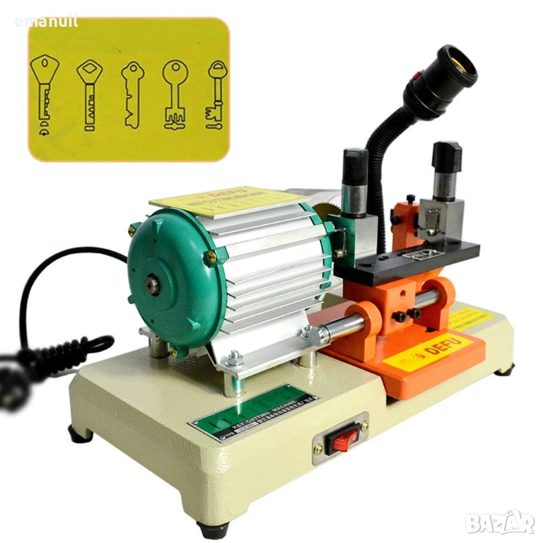 Нарезна ключарска машина секретни сейфови касови ключове с плоска и цилиндрична основа на заготовка, снимка 1