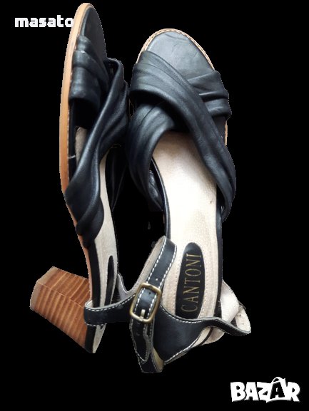 CANTONI - естествена кожа черни сандали №40, снимка 1