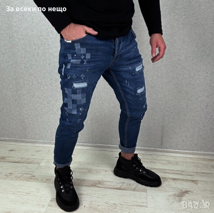 Мъжки Модерни Сини Дънки Със Slim Fit Кройка И Стилен Ежедневен Дизайн Код moskito24, снимка 1