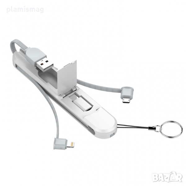 Кабел за данни LDNIO LC130, 3 в 1, Type-C, Micro USB, Lightning, , 0.43m, Бял, снимка 1