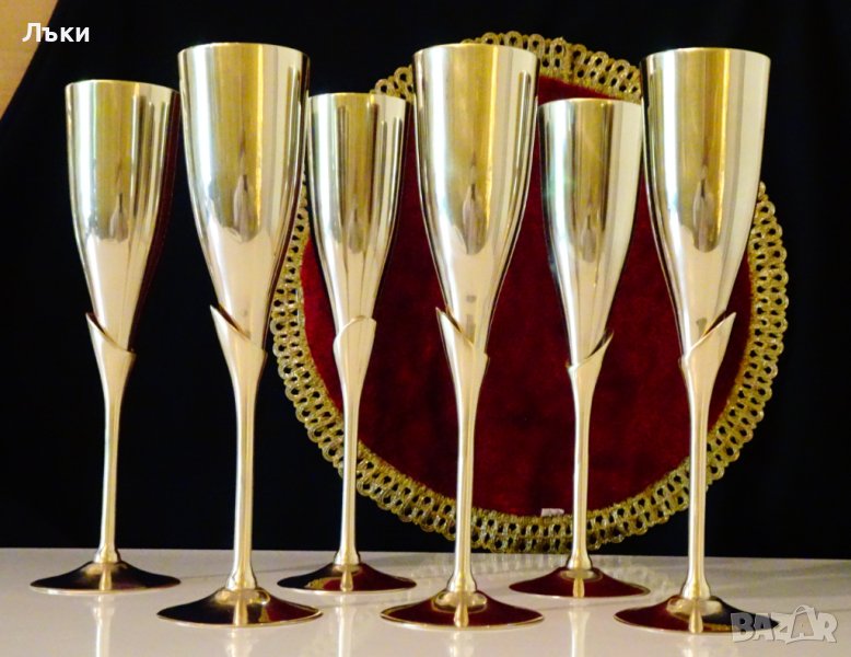 Бронзов бокал,чаша за вино,шампанско,25 см. , снимка 1