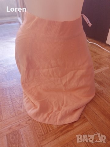 Дамска пола в прасковен цвят на бели раета, снимка 5 - Поли - 41360878