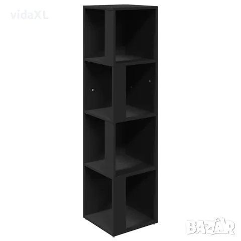 vidaXL Ъглов шкаф, черен, 33x33x132 см, инженерно дърво