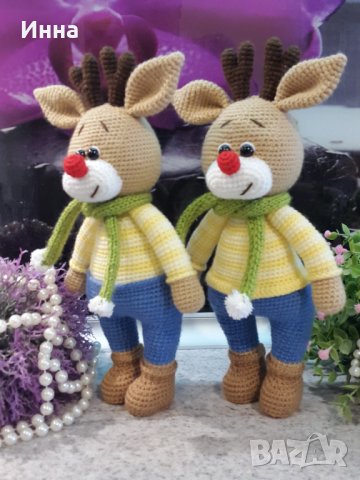 Подарък за Коледа. Елен /Комет/, Ръчно изработена, Плетена играчка, снимка 10 - Плюшени играчки - 42628200