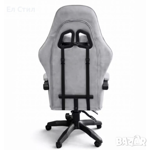 Геймърски стол с регулируема височина, лумбална възглавница и метална основа, снимка 10 - Столове - 53567315